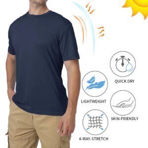 BIYLACLESEN Men's Hiking Shirts Short Shirts UPF 50+ Sun Protection Shirts Dry Fit Moisture Wicking T-Shirts for Men Workout,Travel,Camping Navy