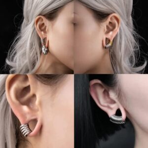 DOEARKO 2PCS 00G Stacker Rings Ear Lobe Cuff Ears Gauges Plugs Body Piercing Tunnels 316 Stainless Steel Hypoallergenic Body Jewelry (For Lobe in 00G (10mm) or Larger, Rose Gold)