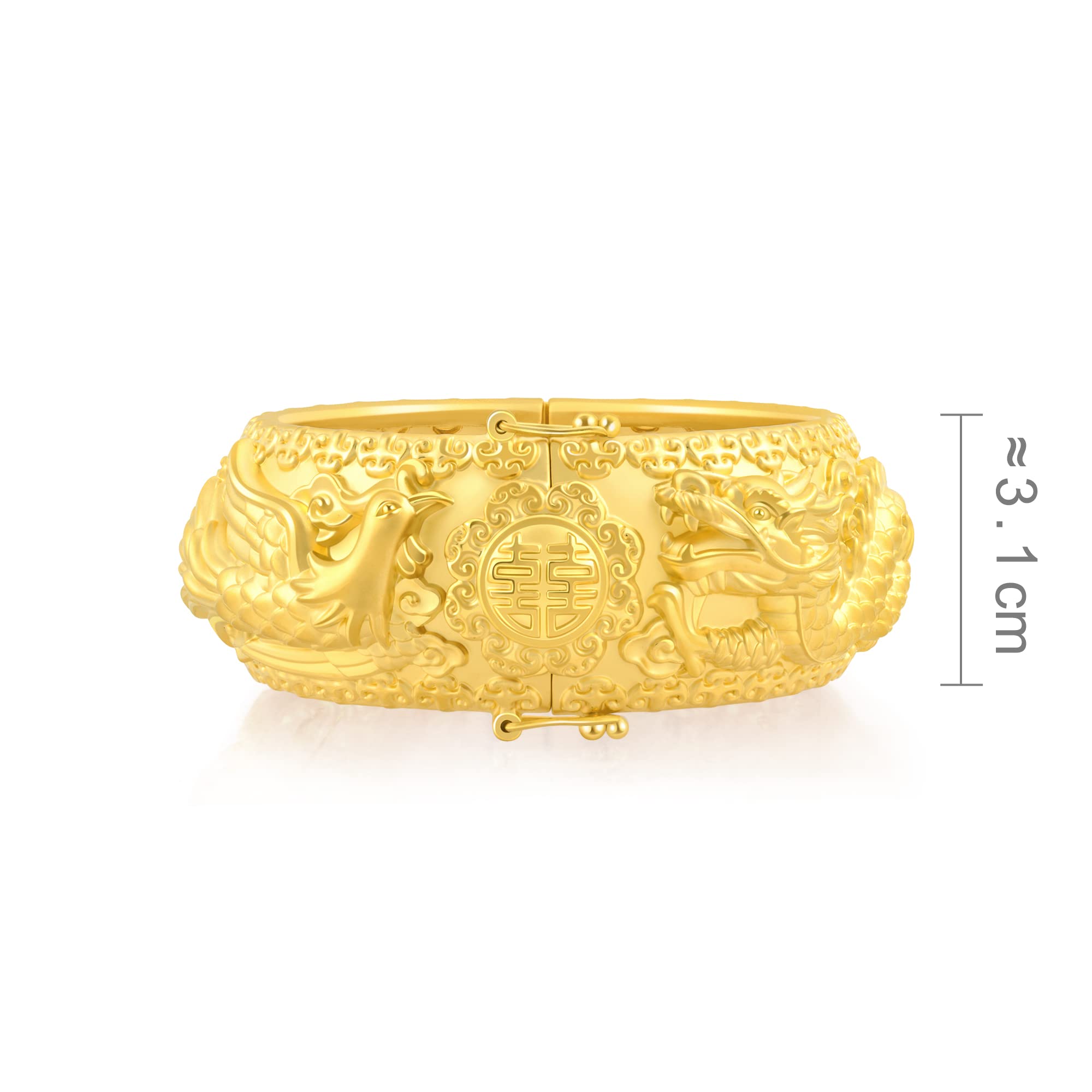 CHOW SANG SANG 999.9 24K Solid Gold Price-by-Weight 19.83g Gold Dragon & Phoenix Bangle for Women and Wedding Occasion 93254K | Size 7