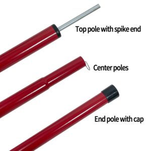 Sutekus Tent Pole Replacement Accessorie 2pc/Set Adjustable Tent Tarp Poles Steel Rods for Tent Tarp Awning, from 31.9" to 76.9" (Red)