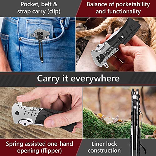 Bundle of 2 Items - Hunting Knife with Sheath Survival Knives for Men - Best Tactical Camping Hunting Hiking Knife - Best Camping Hunting Fishing Hiking Survival Knofe - Travel Accessories Gear