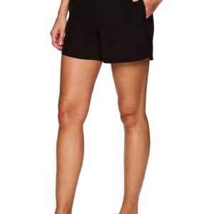 RBX Women's Quick Dry Stretch Woven Walking Short with Zip Pockets Overlap Black S