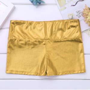 Jhaoyu Girls Ballet Dance Shorts Metallic Glitter Gymnastics Sports Active Shorts for Cycling Running Workout Gold 12 Years