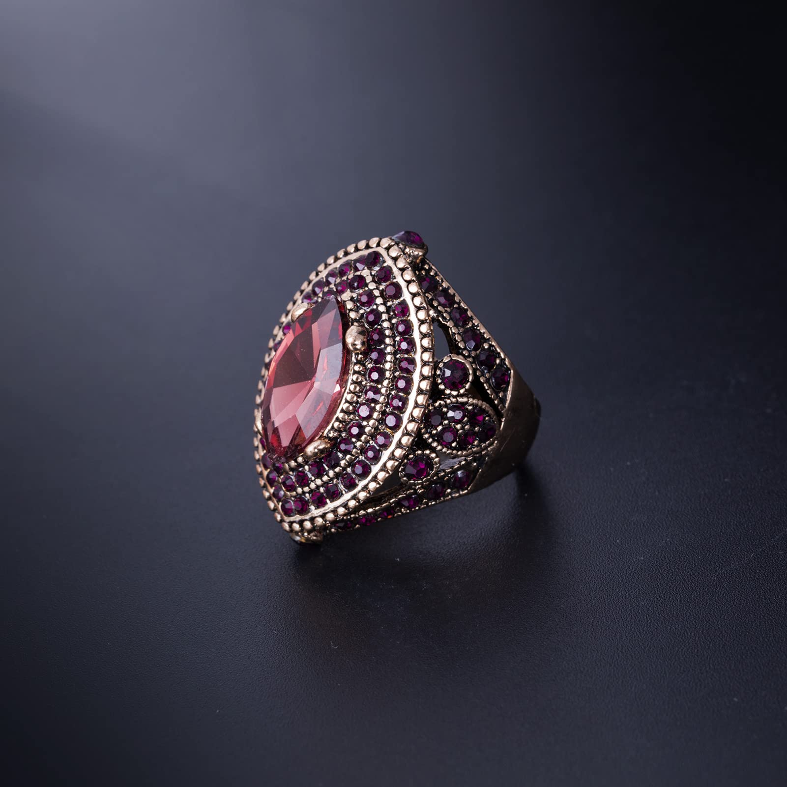 CKHAO Women Ring - 32mm Turkish Style Purple Gemstone Vintage Ring Women Jewelry J0769PURPLE (9)