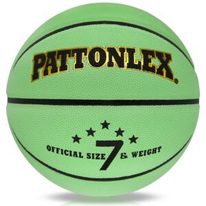 PATTONLEX Glow in The Dark Basketball Outdoor 29.5 Size 7 Glowing Leather Basketballs for Youth Men Boys and Girls