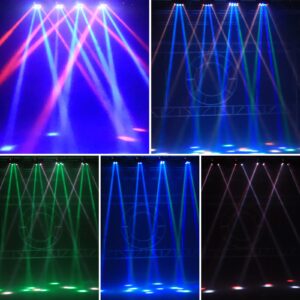 U`King Spider Moving Head Light with 8x10W RGB LEDs Beam DJ Lights and 2 Pixel Light Strips, Sound Activated/DMX-512 Control Perfect for Party Disco Wedding Live Stage Lighting (Set of 2)