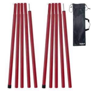 sutekus tent pole replacement accessorie 2pc/set adjustable tent tarp poles steel rods for tent tarp awning, from 31.9" to 76.9" (red)