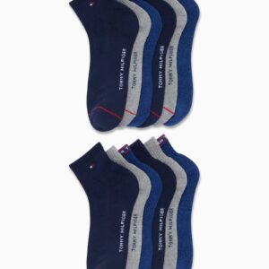 Tommy Hilfiger Men's Socks - Cushion Quarter Cut Ankle Socks (12 Pack), Size 7-12, BlueGrey