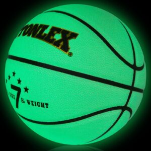 PATTONLEX Glow in The Dark Basketball Outdoor 29.5 Size 7 Glowing Leather Basketballs for Youth Men Boys and Girls