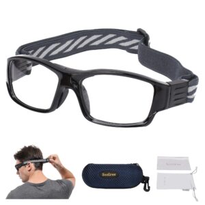 soogree sport glasses goggles basketball soccer football sports protective eyewear goggles anti collision safety glasses-replaceable prescription lens (8031 black frame black pad)