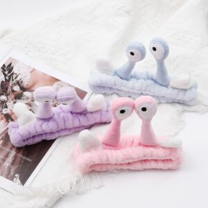 Hofar Face Wash Headband Hairband with Palm and Snail Coral Fleece Cartoon Cute Creative Hair Accessories