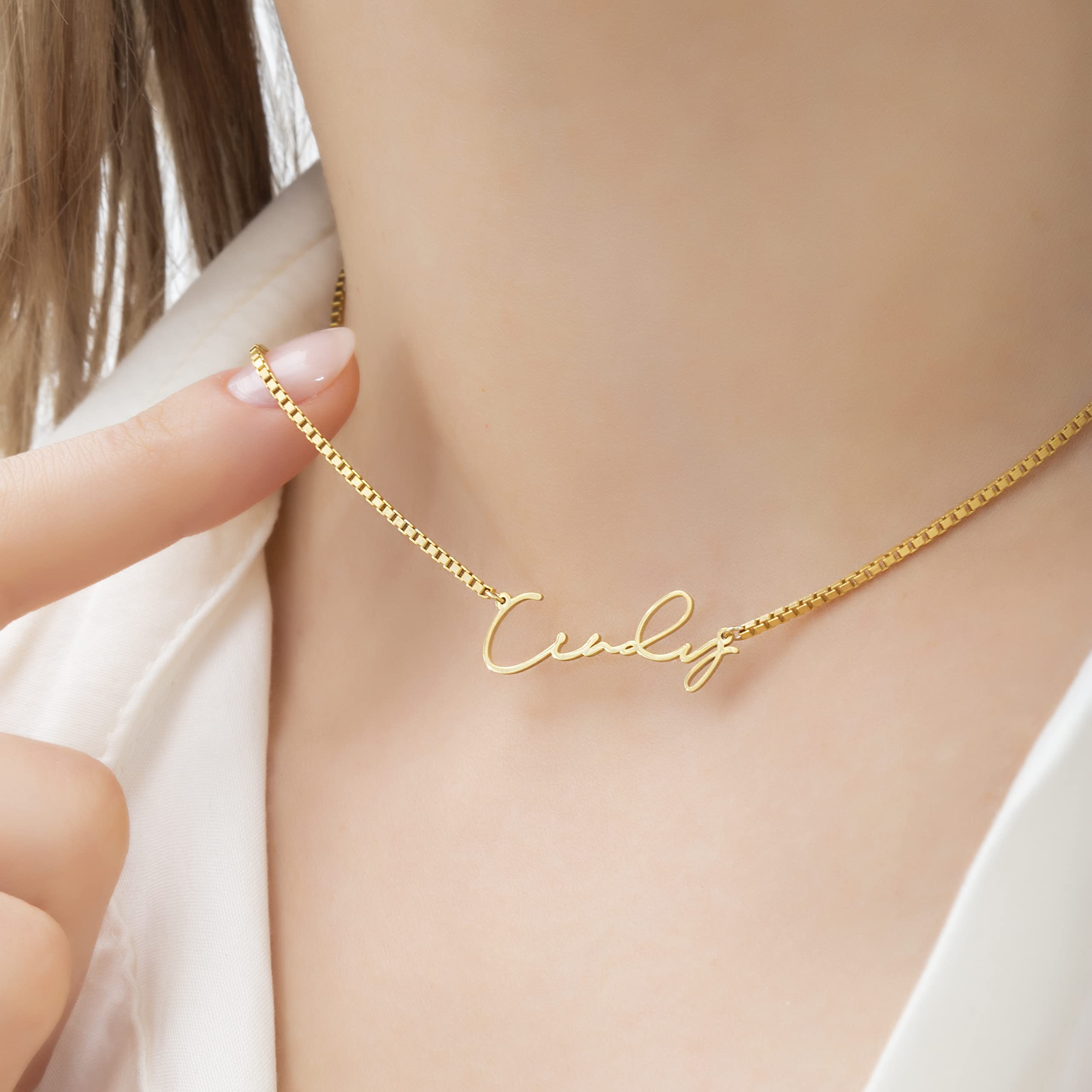 Box Chain Name Necklace, 925 Solid Sterling Silver Personalized Name Necklace, Gold Name Necklace, Gift for Her, Christmas Gift for Women