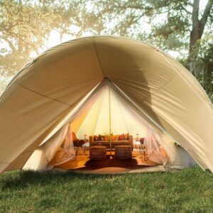 UNISTRENGH Bell Tent Awning Canopy Outdoor Tent Sunshade Tarp for Camping Hiking Beach Travel Party Beige 3M/4M/5M/6M Tent Accessory (Round Awning for 4M/5M/6M)