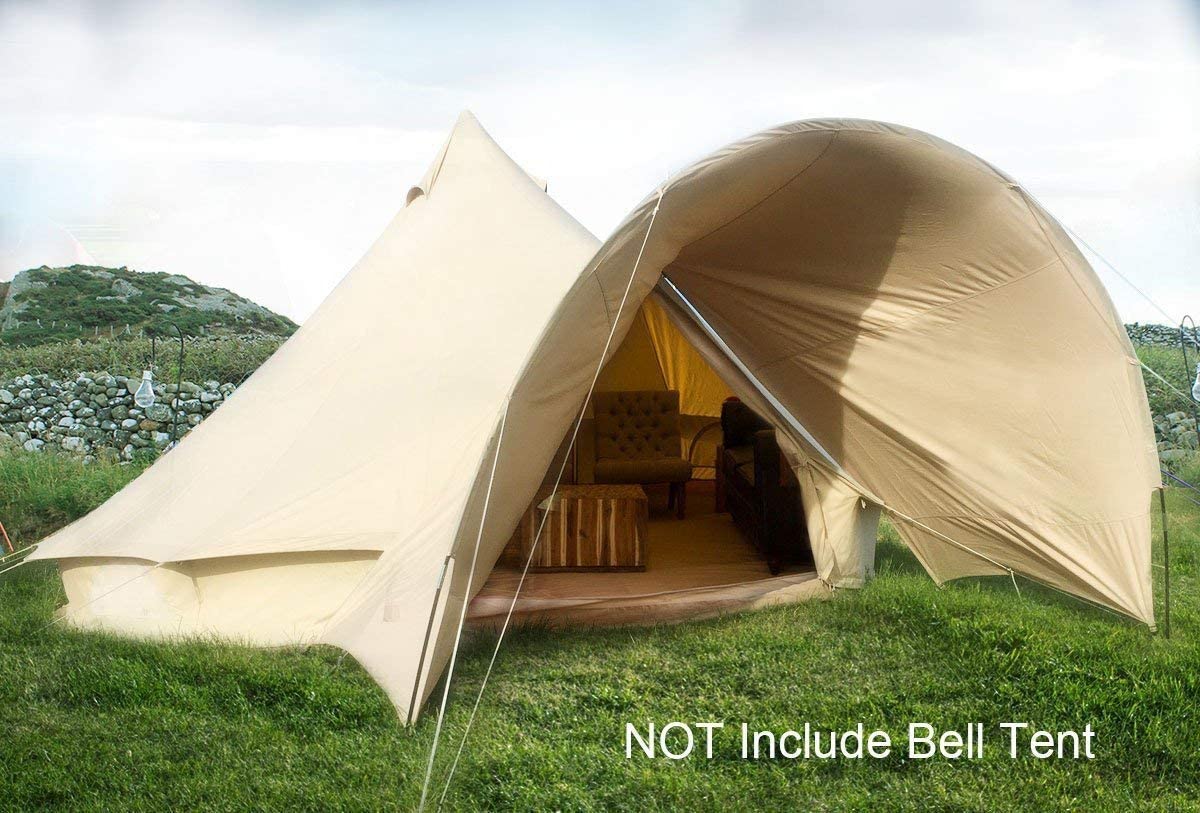 UNISTRENGH Bell Tent Awning Canopy Outdoor Tent Sunshade Tarp for Camping Hiking Beach Travel Party Beige 3M/4M/5M/6M Tent Accessory (Round Awning for 4M/5M/6M)