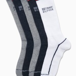 Tommy Hilfiger Men's Athletic Socks - Cushioned Crew Socks (5 Pack), Size 7-12, White Assorted