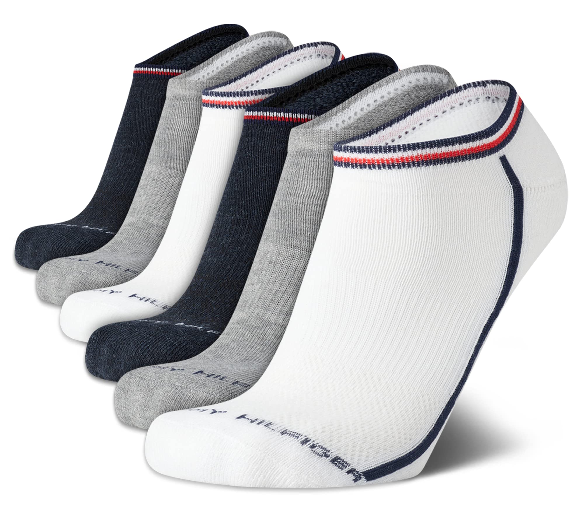 Tommy Hilfiger Men's Athletic Socks - Cushion Low Cut Socks (6 Pack), Size 7-12, Assorted White