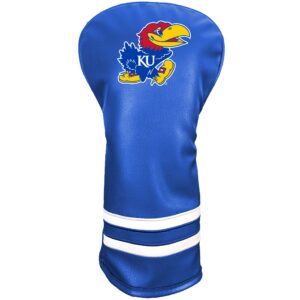 Team Golf NCAA Kansas Vintage Driver Headcover - Printed Team Golf NCAA Vintage Driver Golf Club Headcover, Form Fitting Design, Retro Design with Fleece Lining for Extra Club Protection