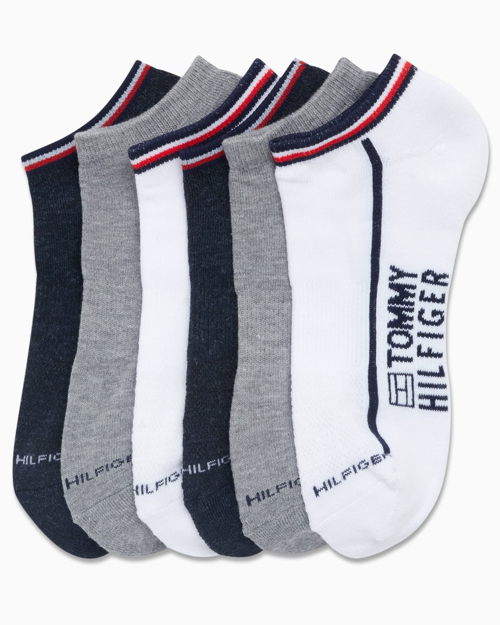 Tommy Hilfiger Men's Athletic Socks - Cushion Low Cut Socks (6 Pack), Size 7-12, Assorted White