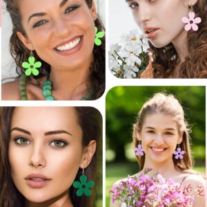 6 Pairs Retro Earrings for Women Girl Groovy Retro Daisy Flower Earrings Hawaii Daisy Flower Earrings Dangle Acrylic Daisy Flower Hawaii Plant Earrings Wild Lily Petals, 6 Colors