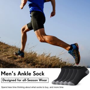 Foaincore 60 Pairs Mens Ankle Socks Athletic Low Cut Socks No Show Cushion Socks Comfort Breathable Casual Mens Running Socks (Black and Gray)