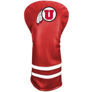 team golf ncaa utah vintage driver headcover - printed team golf ncaa vintage driver golf club headcover, form fitting design, retro design with fleece lining for extra club protection