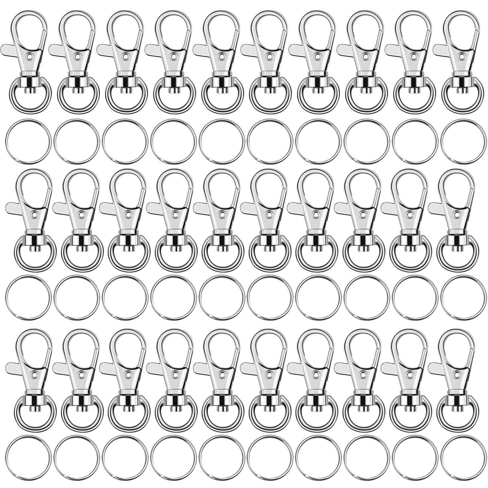 Key Chain Swivel Hooks, Anezus 100pcs Keychain Hardware Metal Swivel Snap Hook Lanyard Clips Hooks with Keychain Rings for Keychain Hardware and Lanyard Charms