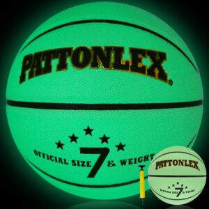 PATTONLEX Glow in The Dark Basketball Outdoor 29.5 Size 7 Glowing Leather Basketballs for Youth Men Boys and Girls