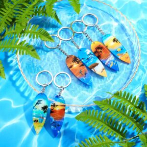 Henoyso 24 Pcs Surfboard Keychains Bulk Beach Party Favors Acrylic Surf Board Key Chains Mini Surfboard Fun Keyring for Beach Surfboard Hawaiian Pool Party Supplies Goodie Bag Filler Backpack Decor