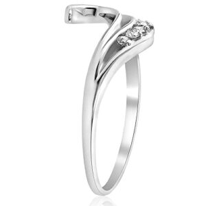 14K White Gold Over Round Cut White Diamond Wedding Enhancer Wrap Guard Ring In 925 Sterling Silver for Women's