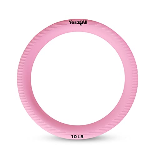 Yes4All Power Ring 10lbs, Weight Ring, Weighted Circle, Kettlebell for Yoga Exercise, Aerobics, Home Fitness, Core Training - 10 Pink