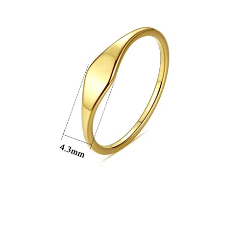 Qings Signet Rings for Women Pointer Finger Thin Stacking Band Gold Filled Stackable Minimalist Ring Size 6 Arc Slim Plain Statement Ring for Women Teen Girls Men