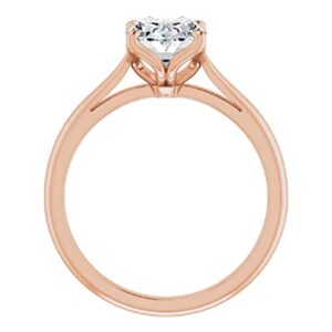 10K Solid Rose Gold Handmade Engagement Rings 1.0 CT Oval Cut Moissanite Diamond Solitaire Wedding/Bridal Ring Set for Women/Her Propose Ring (8.5)