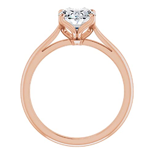 10K Solid Rose Gold Handmade Engagement Rings 1.0 CT Oval Cut Moissanite Diamond Solitaire Wedding/Bridal Ring Set for Women/Her Propose Ring (8.5)