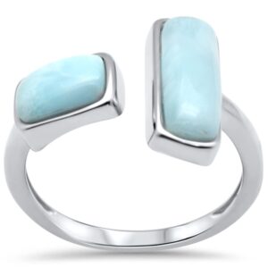 oxford diamond co .925 sterling silver natural larimar open fashion ring sizes 6