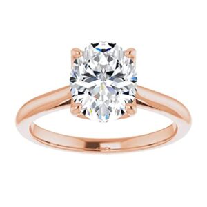 10K Solid Rose Gold Handmade Engagement Rings 1.0 CT Oval Cut Moissanite Diamond Solitaire Wedding/Bridal Ring Set for Women/Her Propose Ring (8.5)