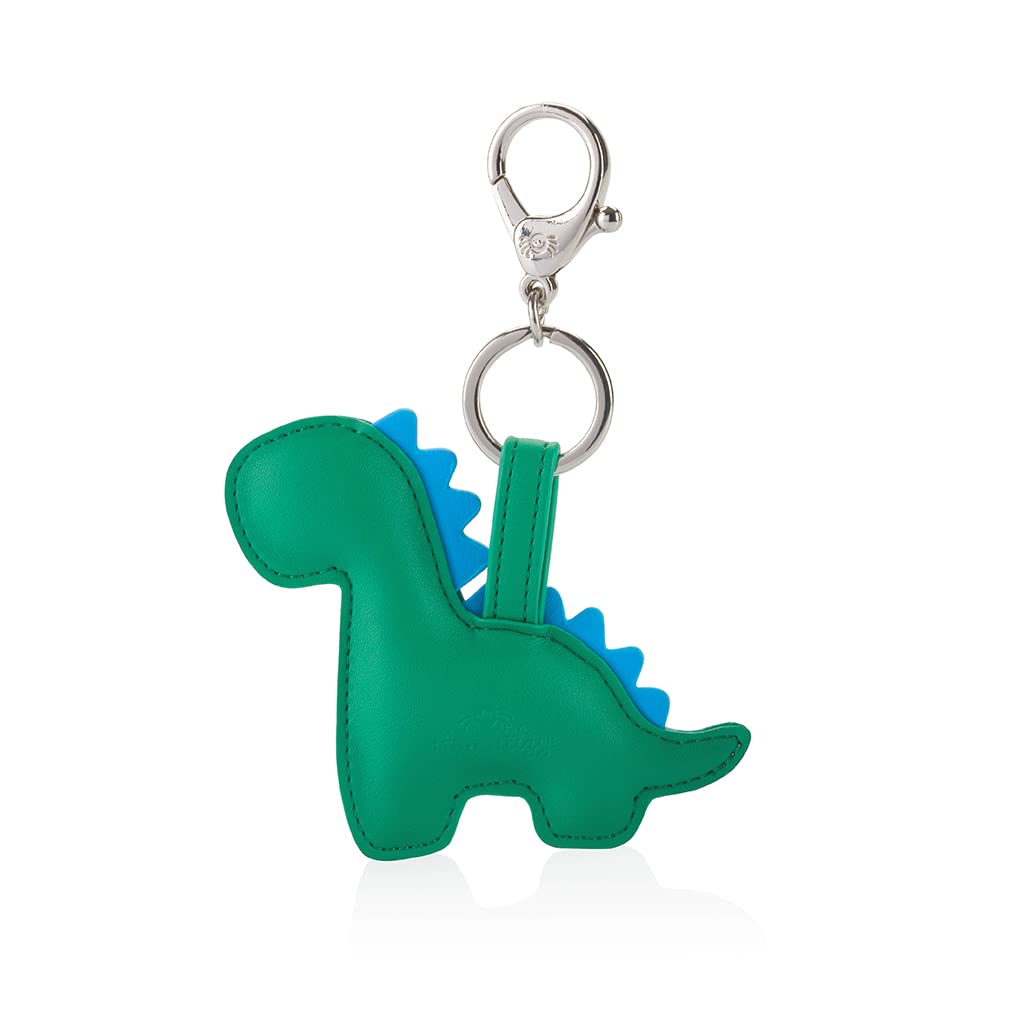 Itzy Ritzy Puffy Diaper Bag Charm, Purse Charm and Keychain; Vegan Leather Charm Features A Durable Hinged Clasp and Modern Puffy Design; Green Dinosaur