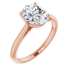 10K Solid Rose Gold Handmade Engagement Rings 1.0 CT Oval Cut Moissanite Diamond Solitaire Wedding/Bridal Ring Set for Women/Her Propose Ring (8.5)