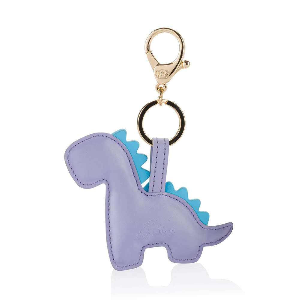 Itzy Ritzy Puffy Diaper Bag Charm, Purse Charm and Keychain; Vegan Leather Charm Features A Durable Hinged Clasp and Modern Puffy Design; Lilac Dinosaur