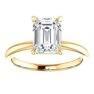 10K Solid Yellow Gold Handmade Engagement Ring 3 CT Emerald Cut Moissanite Diamond Solitaire Wedding/Bridal Ring Set for Women/Her Propose Ring (8)