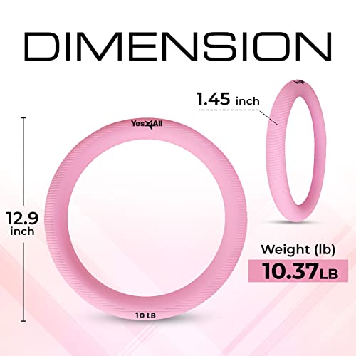 Yes4All Power Ring 10lbs, Weight Ring, Weighted Circle, Kettlebell for Yoga Exercise, Aerobics, Home Fitness, Core Training - 10 Pink