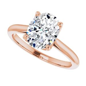 10k solid rose gold handmade engagement rings 1.0 ct oval cut moissanite diamond solitaire wedding/bridal ring set for women/her propose ring (8.5)