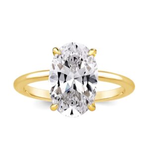 Effinny 3.5 Carat Elongated Oval Cut Engagement Ring Yellow Gold Plated 925 Sterling Silver Simulated Diamond Promise Ring(Yellow Gold, 6.5)