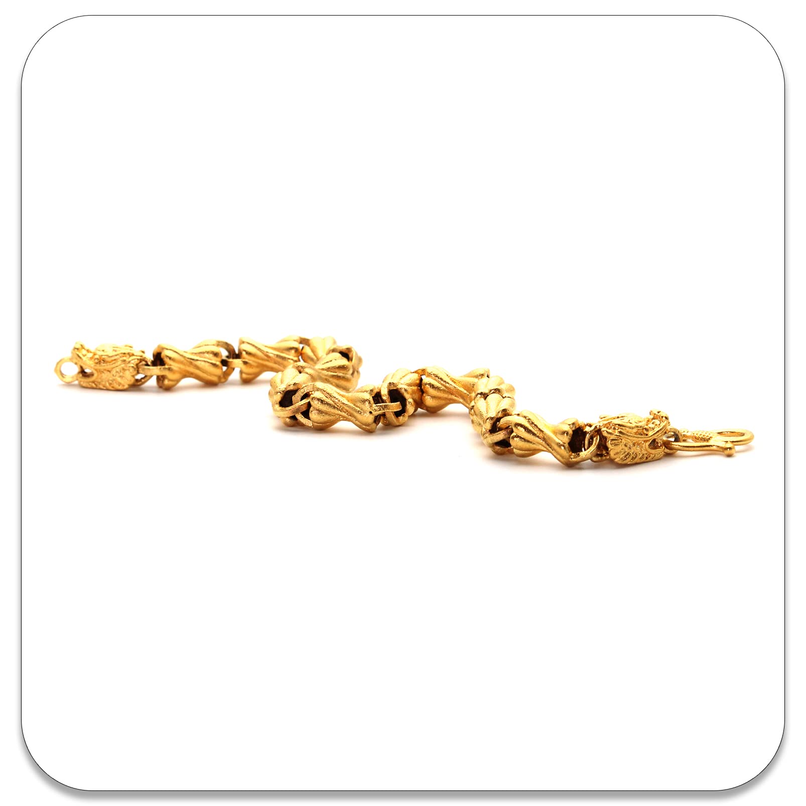 PEAS 18K Gold Plated Jewelry Dragon Head Bracelet Sandblast Link Bracelet(Gold)