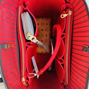 AlgorithmBags designed for LV Neverfull GM Purse Organizer Insert with Zippers Luxury Bag Shaper Liner (Cherry)