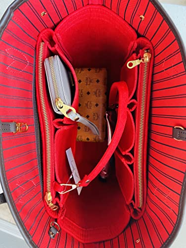 AlgorithmBags designed for LV Neverfull GM Purse Organizer Insert with Zippers Luxury Bag Shaper Liner (Cherry)