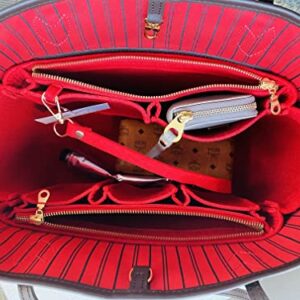 AlgorithmBags designed for LV Neverfull GM Purse Organizer Insert with Zippers Luxury Bag Shaper Liner (Cherry)