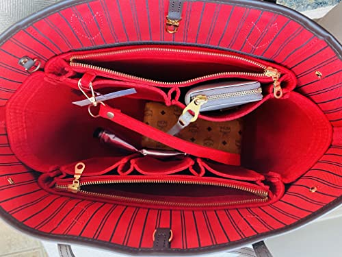 AlgorithmBags designed for LV Neverfull GM Purse Organizer Insert with Zippers Luxury Bag Shaper Liner (Cherry)