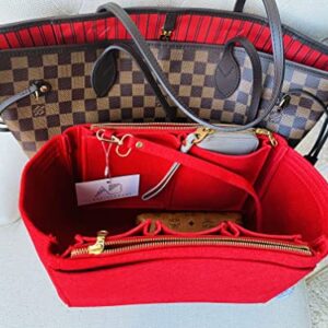 AlgorithmBags designed for LV Neverfull GM Purse Organizer Insert with Zippers Luxury Bag Shaper Liner (Cherry)