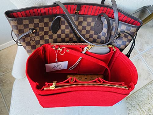 AlgorithmBags designed for LV Neverfull GM Purse Organizer Insert with Zippers Luxury Bag Shaper Liner (Cherry)