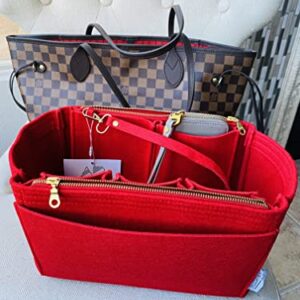 AlgorithmBags designed for LV Neverfull GM Purse Organizer Insert with Zippers Luxury Bag Shaper Liner (Cherry)